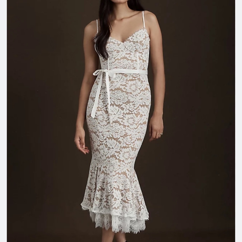 V. Chapman Anthropologie Naomi Stretch Lace Corset Flounce - Hem Midi Dress 2